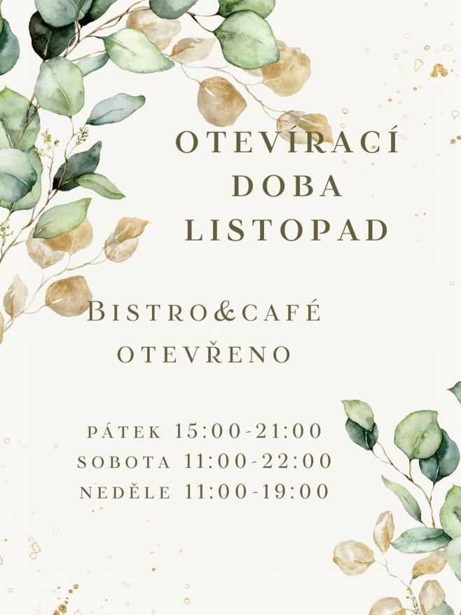 V listopadu zůstává otevírací doba stejná jako v říjnu ☕️🍰🥯 rádi vás u nás uvidíme ♥️